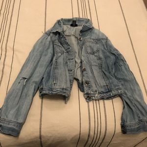 Lane Bryant Distressed Jean Jacket Size 16